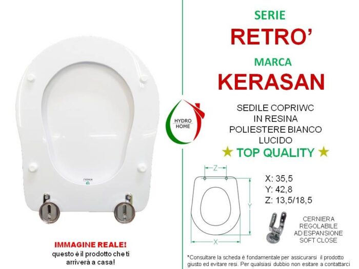 Copriwater Retrò Kerasan legno rivestito in resina poliestere bianco Soft Close - immagine 2