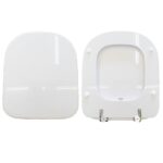 Copriwater Iris Azzurra legno rivestito in resina poliestere bianco