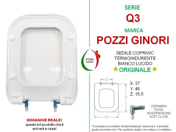 Copriwater Q3 Pozzi Ginori termoindurente bianco Soft Close Originale - immagine 2