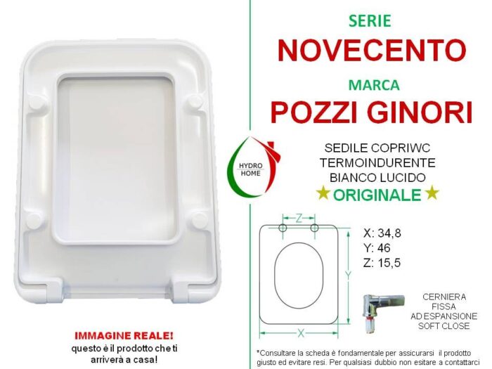 Copriwater Novecento Pozzi Ginori termoindurente bianco Soft Close Originale - immagine 2