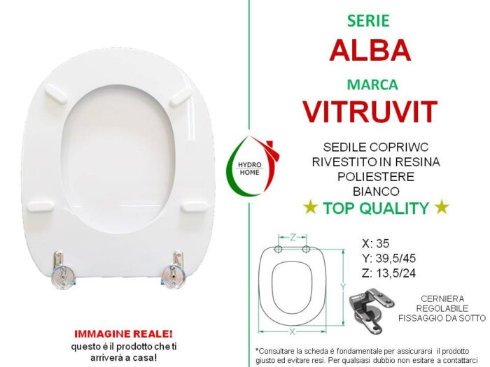 Copriwater Alba Vitruvit legno rivestito in resina poliestere bianco - immagine 2