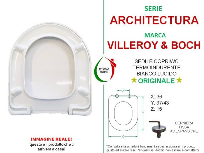 Copriwater Architectura Villeroy & Boch termoindurente bianco Originale - immagine 2