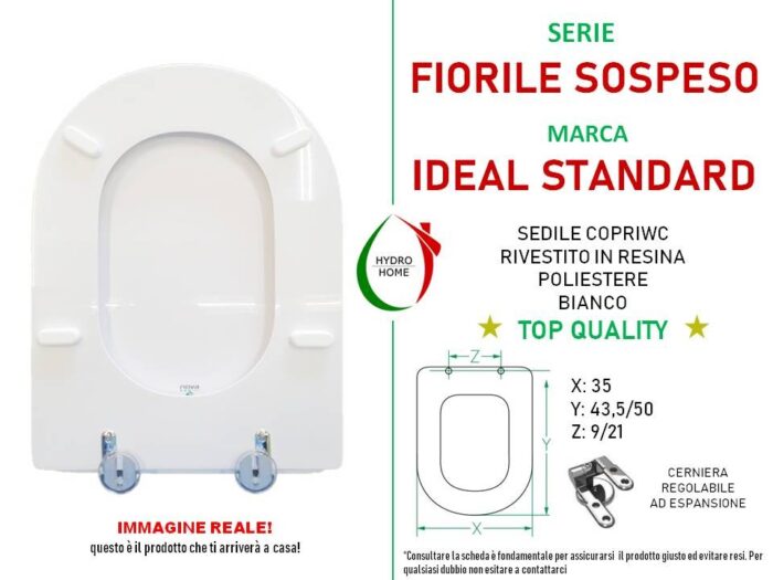 Copriwater Fiorile Sospeso Ideal Standard legno rivestito in resina poliestere bianco - immagine 2