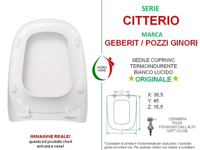 Copriwater Citterio Pozzi Ginori Geberit termoindurente bianco Soft Close Originale - immagine 2