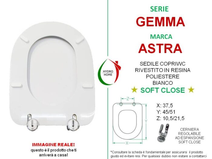 Copriwater Gemma Astra legno rivestito in resina poliestere bianco Soft Close - immagine 2