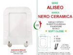 Copriwater Aliseo Nero Ceramica legno rivestito in resina poliestere bianco Soft Close - immagine 2