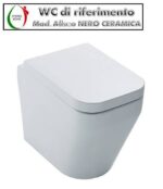 Copriwater Aliseo Nero Ceramica legno rivestito in resina poliestere bianco Soft Close - immagine 3