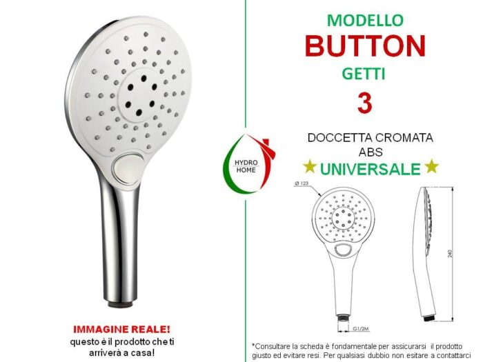 Doccetta Button in ABS cromato 3 getti - immagine 2