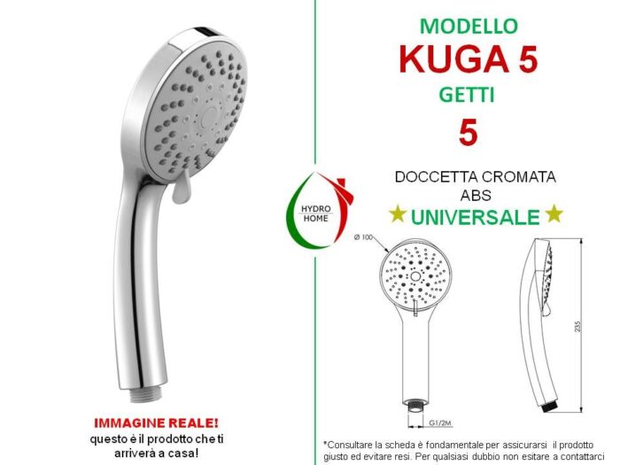 Doccetta Kuga 5 in ABS cromato 5 getti - immagine 2
