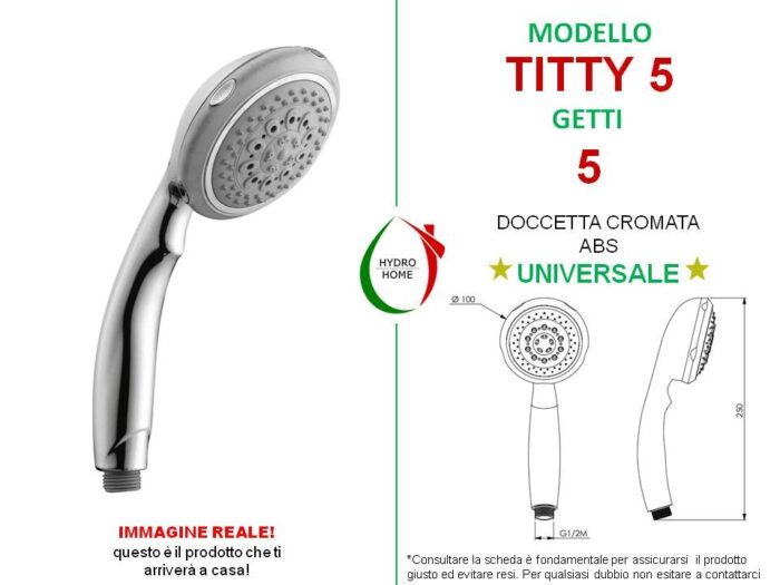Doccetta Titty 5 in ABS cromato 5 getti - immagine 2