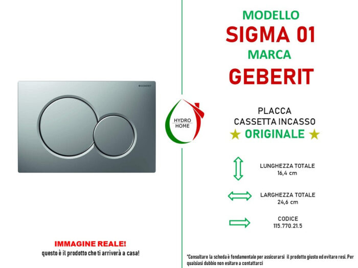 Piastra di azionamento Cromo Sigma01 doppio tasto Geberit - immagine 2