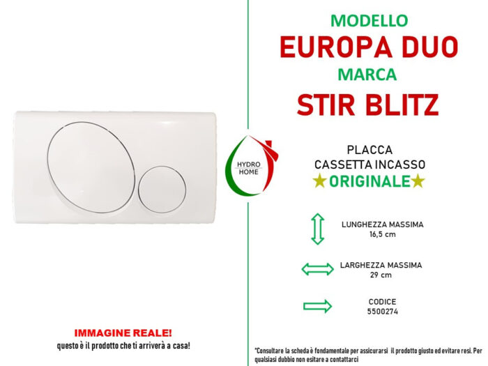 Placca Europa Duo bianca per cassetta incasso Stir Blitz - immagine 3