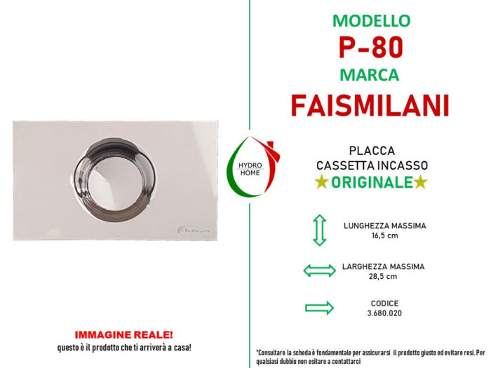 Placca esterna P-80 Cromo per cassetta incasso Faismilani - immagine 2
