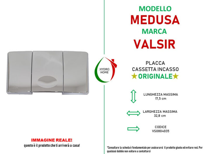 Placca monotasto Medusa Cromo Lucido cassetta incasso Valsir - immagine 3