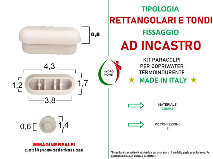 Kit paracolpi in gomma per copriwater termoindurente multi spessore - immagine 9