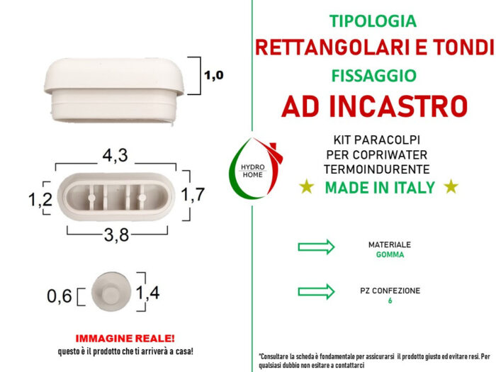 Kit paracolpi in gomma per copriwater termoindurente multi spessore - immagine 10