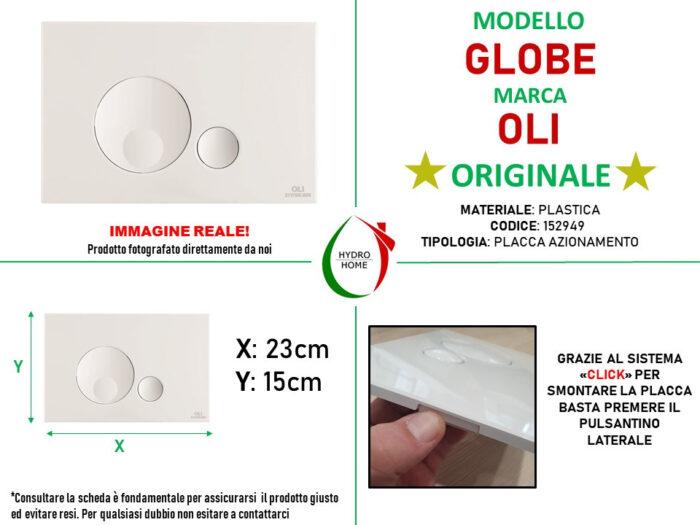 Placca doppio tasto Globe Bianca cassetta incasso Oli - immagine 3