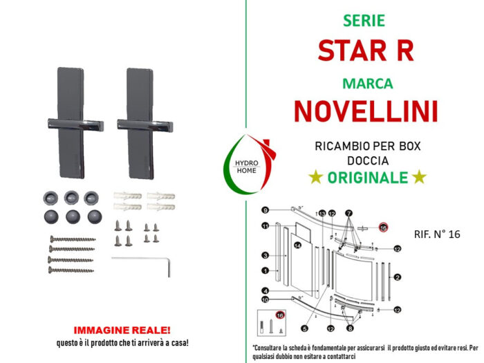 Confezione fissaggi e giunti di collegamento Novellini Cromo Star R 2 binari - immagine 2