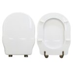 Copriwater Ellade Hidra legno rivestito in resina poliestere bianco cerniere bronzo