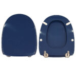 Copriwater Stile Pozzi Ginori legno rivestito in resina poliestere Blu Fondale