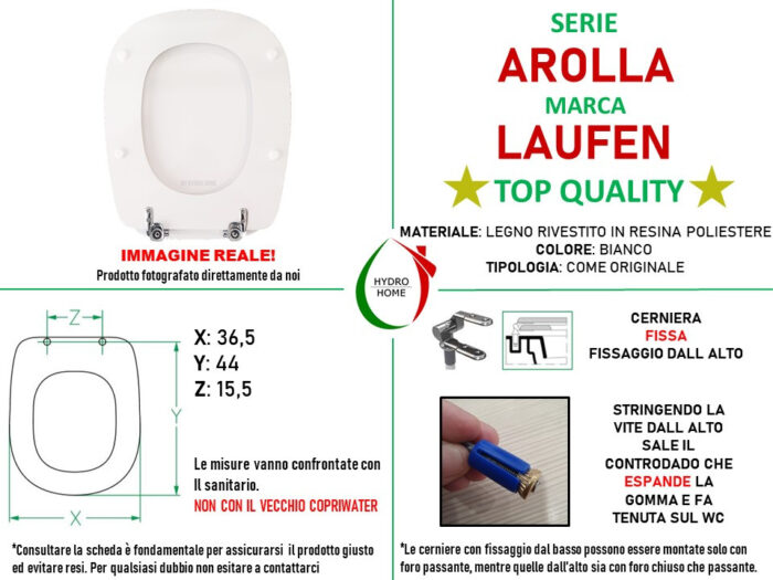 Copriwater Arolla Laufen legno rivestito in resina poliestere bianco come originale - immagine 2