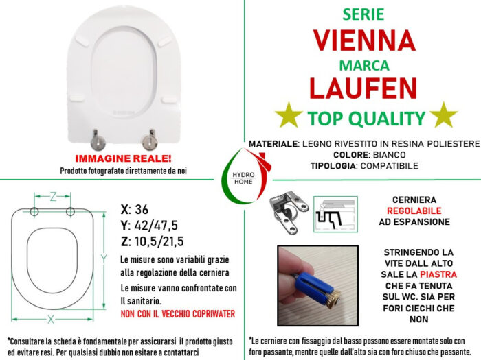 Copriwater Vienna Laufen legno rivestito in resina poliestere bianco - immagine 2