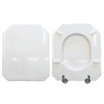 Copriwater Decò Cesame legno rivestito in resina poliestere bianco