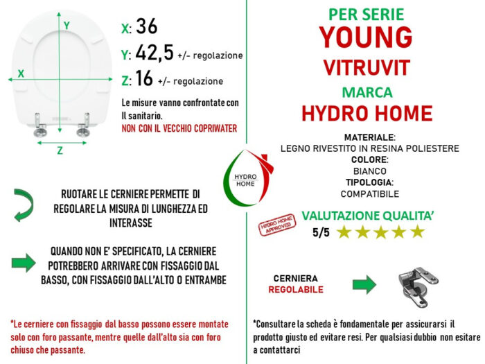 Copriwater Young Vitruvit legno rivestito in resina poliestere bianco - immagine 2
