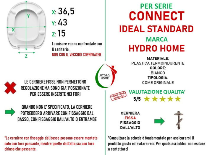 Copriwater Connect Ideal Standard termoindurente avvolgente bianco come originale - immagine 2