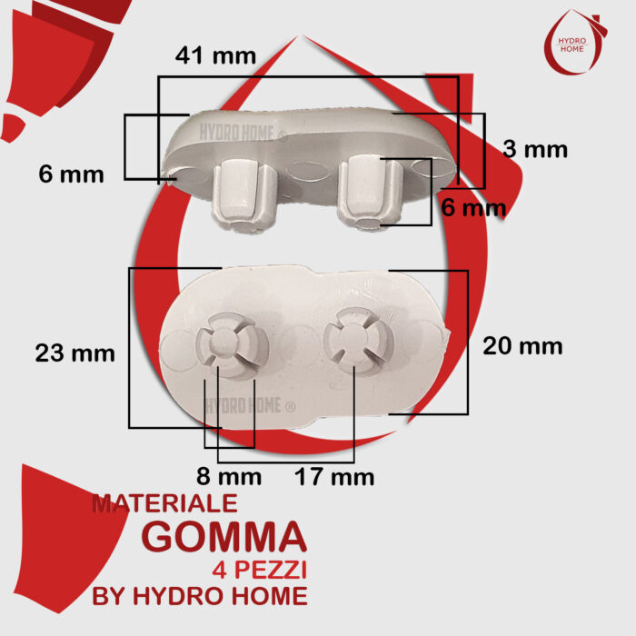 Kit 4 pezzi paracolpi PAR005 piatti grigi in gomma per Copriwater sedile Wc - immagine 2