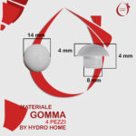 Kit 4 pezzi paracolpi PAR014 tondi grigi in gomma per Copriwater sedile Wc - immagine 2
