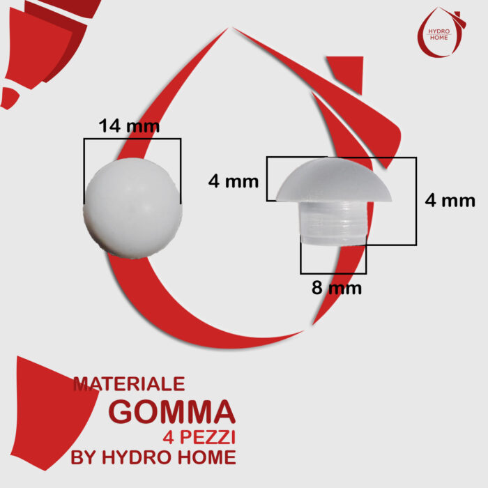 Kit 4 pezzi paracolpi PAR014 tondi grigi in gomma per Copriwater sedile Wc - immagine 2
