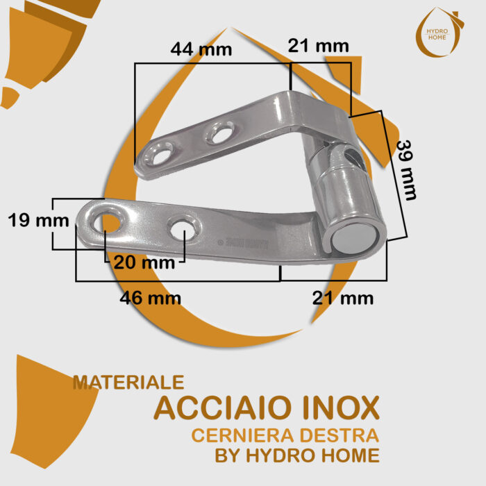 Kit Cerniere universali regolabili fissaggio dall'alto Acciaio INOX per copriwater in legno - immagine 3
