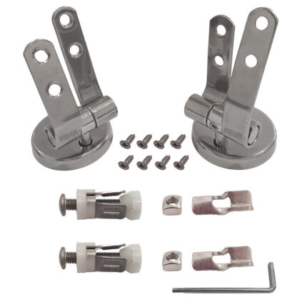 Kit Cerniere universali regolabili fissaggio dall'alto Acciaio INOX per copriwater in legno