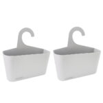 Kit 2 pezzi Cestino Portaoggetti con gancio per doccia, cucina, lavanderia Bianco