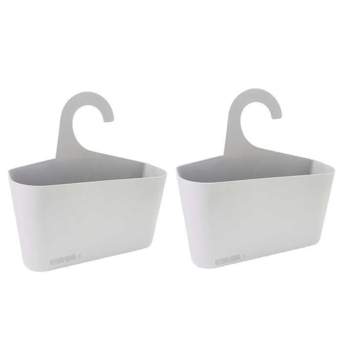 Kit 2 pezzi Cestino Portaoggetti con gancio per doccia, cucina, lavanderia Bianco - immagine 1