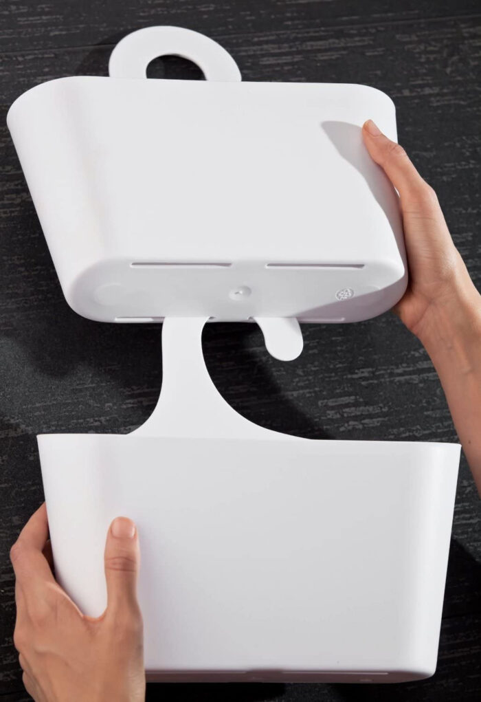 Kit 2 pezzi Cestino Portaoggetti con gancio per doccia, cucina, lavanderia Bianco - immagine 4