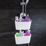 Kit 2 pezzi Cestino Portaoggetti con gancio per doccia, cucina, lavanderia Bianco - immagine 5