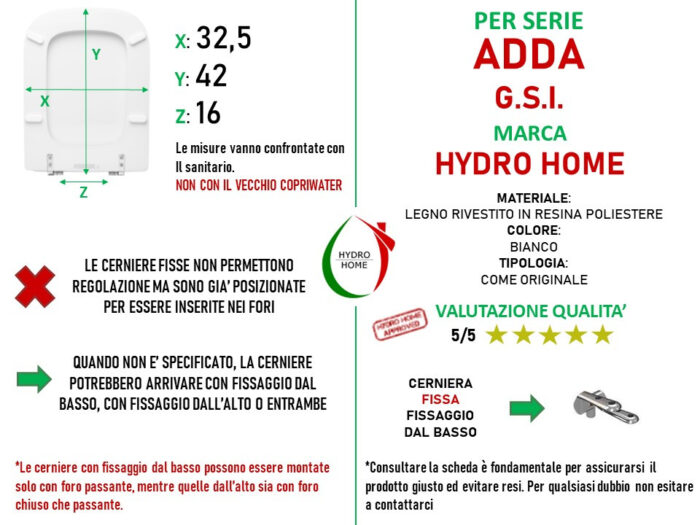 Copriwater Adda G.S.I. Facis legno rivestito in resina poliestere bianco Come Originale - immagine 2
