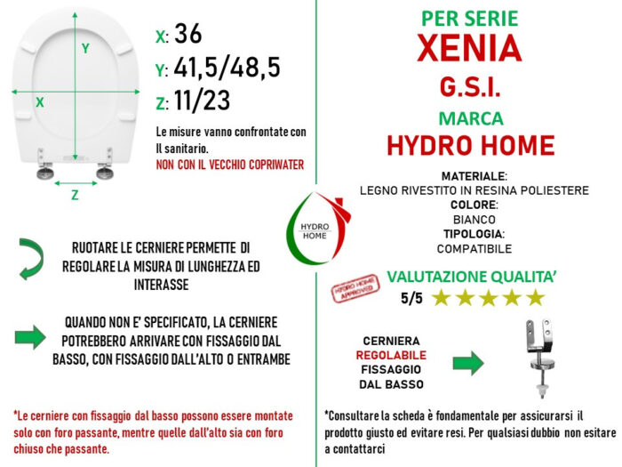 Copriwater Xenia G.S.I. Facis legno rivestito in resina poliestere bianco - immagine 2