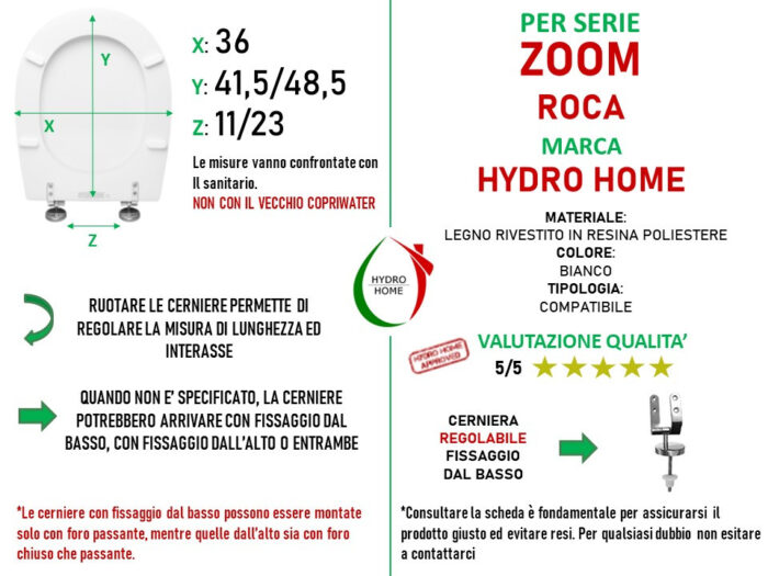 Copriwater Zoom Roca legno rivestito in resina poliestere bianco - immagine 2