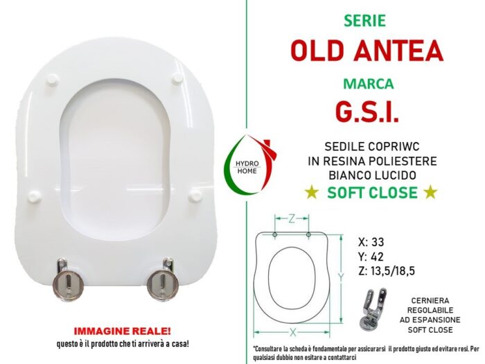 Copriwater Old Antea GSI legno rivestito in resina poliestere bianco Soft Close - immagine 2