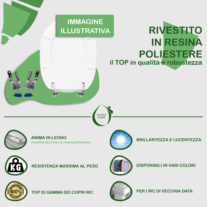Copriwater Antalia Dolomite legno rivestito in resina poliestere bianco come originale - immagine 7