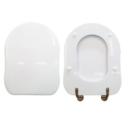 Copriwater Old Antea GSI legno rivestito in resina poliestere bianco cerniere bronzo