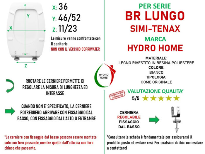 Copriwater Come Originale BR Lungo Simi-Tenax legno rivestito in resina poliestere bianco - immagine 2