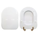 Copriwater Old Antea GSI legno rivestito in resina poliestere bianco cerniere oro