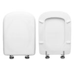 Copriwater Estasi Delta legno rivestito in resina poliestere bianco