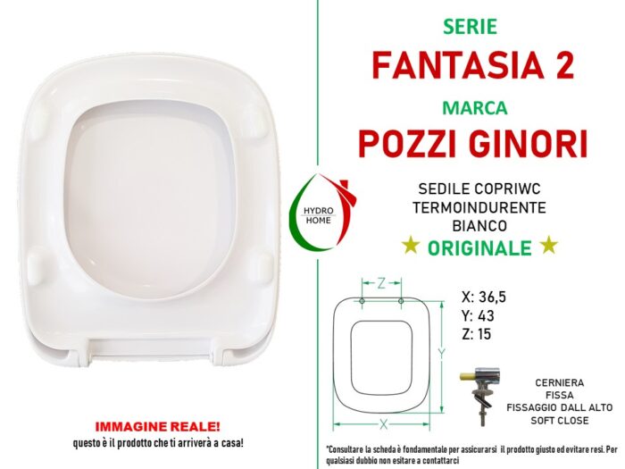 Copriwater Fantasia 2 Pozzi Ginori Geberit termoindurente bianco Soft Close Originale - immagine 2