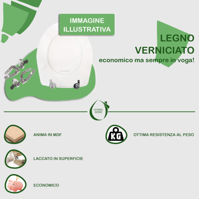 Copriwater Piemonte Pozzi Ginori legno verniciato Bianco economico - immagine 6