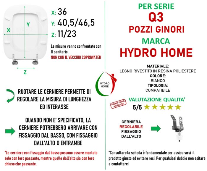 Copriwater Q3 Pozzi Ginori legno rivestito in resina poliestere bianco - immagine 2